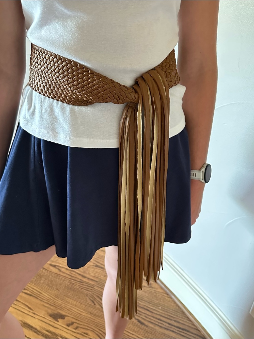 Woven Faux Leather Waist Belt in Cognac🌸